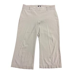 JM Collection Womens 1X Beige Pull On Cropped Wide Leg Pants Studded Waist SP22